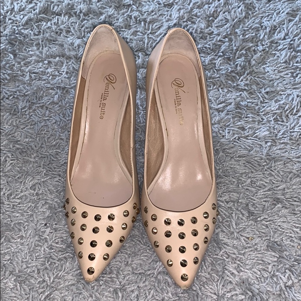 Cream studded heels